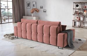 Rózsaszín bársony háromszemélyes kanapéágy MICADONI BYRON 250 cm
