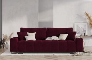 Borvörös bársony háromszemélyes kanapéágy MICADONI BYRON 250 cm
