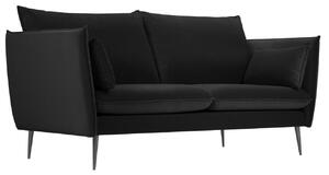Fekete bársony kétüléses kanapé MICADONI AGATE 158 cm