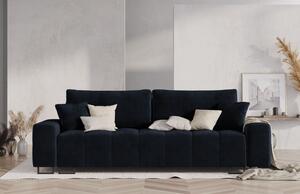 Sötétkék bársony háromszemélyes kanapéágy MICADONI BYRON 250 cm
