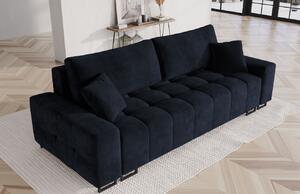 Sötétkék bársony háromszemélyes kanapéágy MICADONI BYRON 250 cm