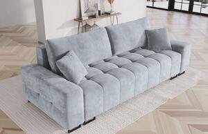 Világoskék bársony háromszemélyes kanapéágy MICADONI BYRON 250 cm
