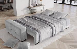 Világosszürke bársony háromszemélyes kanapéágy MICADONI BYRON 250 cm