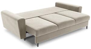 Bézs bársony kanapéágy MICADONI MOGHAN 235 cm