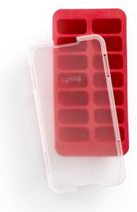 Lékué Rectangular Ice Cube Tray with Lid téglalap alakú jégkockatartó forma szagzáró fedéllel, 14db, műanyag, piros - 882388