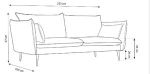 Bézs bársony háromszemélyes kanapé MICADONI AGATE 223 cm