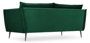 Sötétzöld bársony háromszemélyes kanapé MICADONI AGATE 183 cm