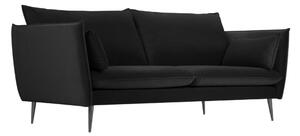 Fekete bársony háromszemélyes kanapé MICADONI AGATE 223 cm