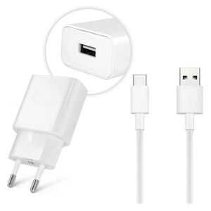 HUAWEI hálózati töltő USB aljzat (5V / 2000mA, 10W, gyorstöltés támogatás + LX1121 Type-C kábel) FEHÉR (AP81 / HW-050200E02_LX1121)