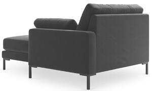 Fekete bársony fotel MICADONI JADE 160 cm, jobb