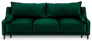 Smaragdzöld bársony háromszemélyes kanapéágy MICADONI RUTILE 215 cm