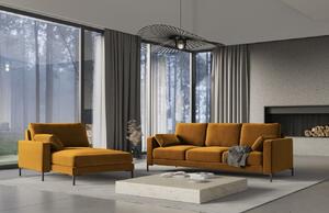 Sárga bársony háromszemélyes kanapé MICADONI JADE 220 cm