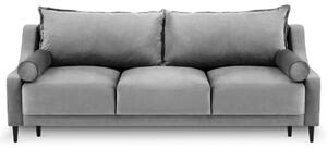 Szürke bársony háromszemélyes kanapéágy MICADONI RUTILE 215 cm