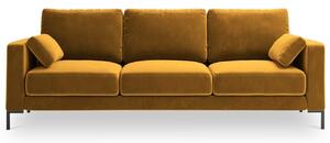 Sárga bársony háromszemélyes kanapé MICADONI JADE 220 cm