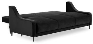 Fekete bársony háromszemélyes kanapéágy MICADONI RUTILE 215 cm