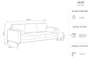 Világosszürke bársony háromszemélyes kanapé MICADONI JADE 220 cm