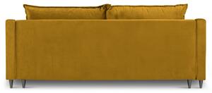 Sárga bársony háromszemélyes kanapéágy MICADONI RUTILE 215 cm