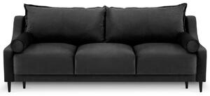 Sötétszürke bársony háromszemélyes kanapéágy MICADONI RUTILE 215 cm
