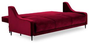 Borvörös bársony háromszemélyes kanapéágy MICADONI RUTILE 215 cm