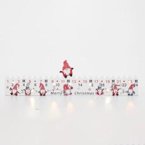 Home LED-es adventi naptár, 7db LED világítás, fa alapanyag, elemes tápellátás, beltéri kivitel (KLW25)