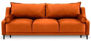 Narancssárga bársony háromszemélyes kanapéágy MICADONI RUTILE 215 cm