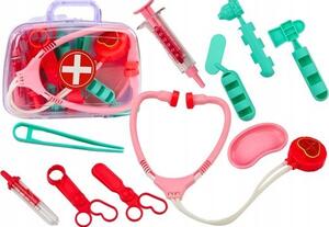 Lean Toys Baba Elsősegélycsomag Orvosi Eszközök Rózsaszín Bőröndben