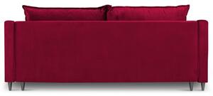 Borvörös bársony háromszemélyes kanapéágy MICADONI RUTILE 215 cm