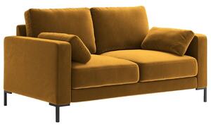 Sárga bársony kétüléses kanapé MICADONI JADE 158 cm