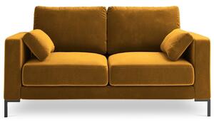 Sárga bársony kétüléses kanapé MICADONI JADE 158 cm