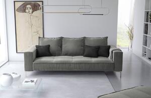 Világosszürke bársony háromszemélyes kanapé MICADONI JARDANITE 216 cm