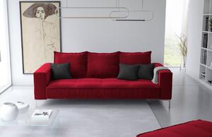 Piros bársony háromszemélyes kanapé MICADONI JARDANITE 216 cm