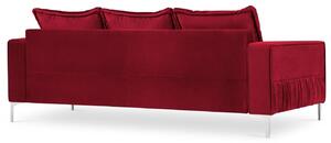 Piros bársony háromszemélyes kanapé MICADONI JARDANITE 216 cm