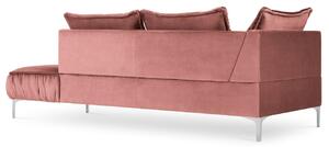 Rózsaszín bársony fotel MICADONI JARDANITE 213 cm, jobb