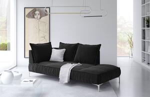 Fekete bársony fotel MICADONI JARDANITE 213 cm, jobb