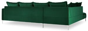 Zöld bársony sarokkanapé MICADONI JARDANITE 296 cm, bal