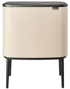 BRABANTIA Bo Touch Bin nyomófedeles hulladékgyűjtő magasított lábakon álló műanyag tartály 36L - R méret acél világos bézs - 201189
