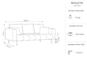 Királykék bársony háromszemélyes kanapé MICADONI MALVIN 220 cm