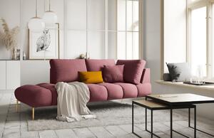 Rózsaszín bársony fotel MICADONI MALVIN 216 cm, bal