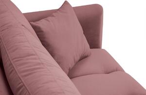 Rózsaszín bársony háromszemélyes kanapé MICADONI MALVIN 220 cm