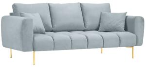 Világoskék bársony háromszemélyes kanapé MICADONI MALVIN 220 cm