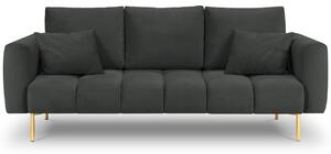 Sötétszürke bársony háromszemélyes kanapé MICADONI MALVIN 220 cm