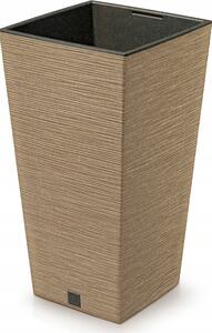 Virágcserép belső cseréppel Magas Dekoratív Edény, Prosperplast, ECO Wood Furu Square, DFSH300W, Naturo, 55 cm