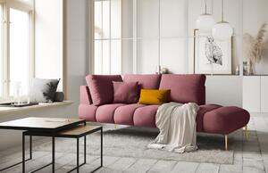 Rózsaszín bársony fotel MICADONI MALVIN 216 cm, jobb