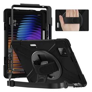 Defender műanyag telefonvédő (ütésállóság, kitámasztó, 360° + kézpánt) FEKETE Xiaomi Pad 7 Pro / Pad 7 "Gigapack csomagolás" (GP-168137)