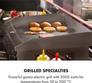 Klarstein Grillmeile 3000GR, elektromos grill, 3000 W, grill lap, 54,5 x 35 cm, sima/bordás