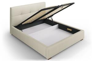 Bézs szövet ágy MICADONI SAGE 160 x 200 cm