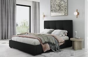 Fekete szövet ágy MICADONI SAGE 160 x 200 cm