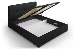 Fekete szövet ágy MICADONI SAGE 160 x 200 cm