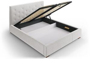 Világosszürke bársony ágy MICADONI SERI 160 x 200 cm