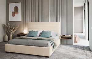 Bézs bársony ágy MICADONI ARANDA 140 x 200 cm